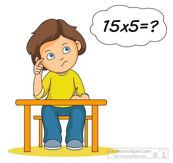 Student thinking about multiplication problem clipart