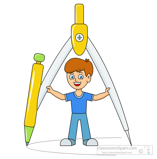 Student holding a large protractor clipart
